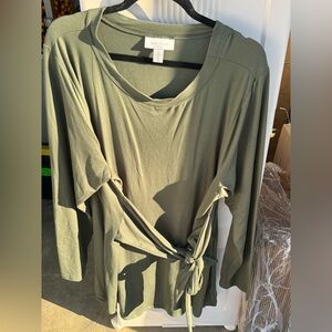 Motherhood Sage Green Tie-Waist Tunic